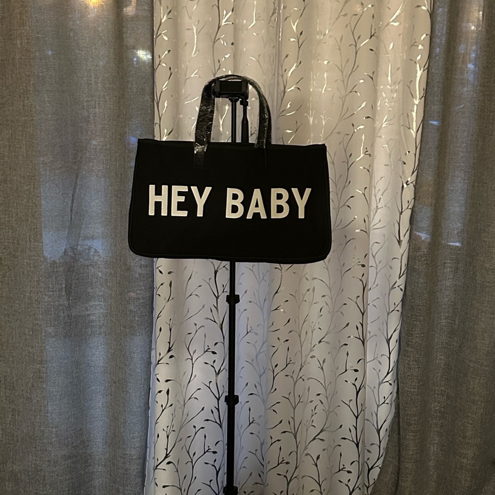 Black 'Hey Baby' Tote Bag